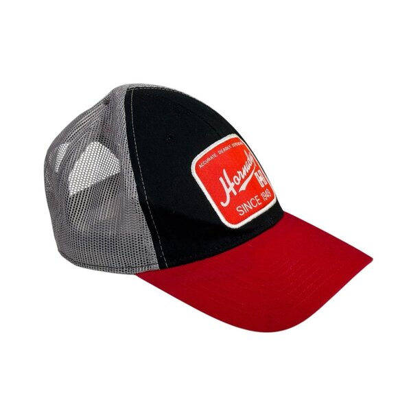 Hornady Hat Mesh Snapback Trucker Baseball Cap Adjustable Black Gray Red Patch - Picture 2 of 11